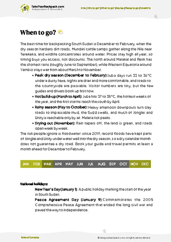 example page 3 from our offline Travel Guide for South Sudan